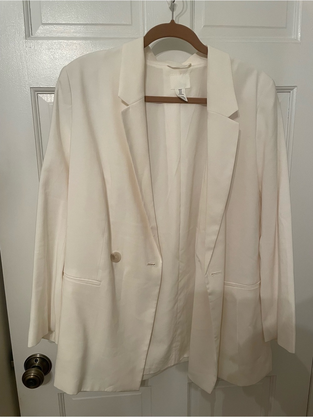 H&M Women's Cream Single-Button Blazer
